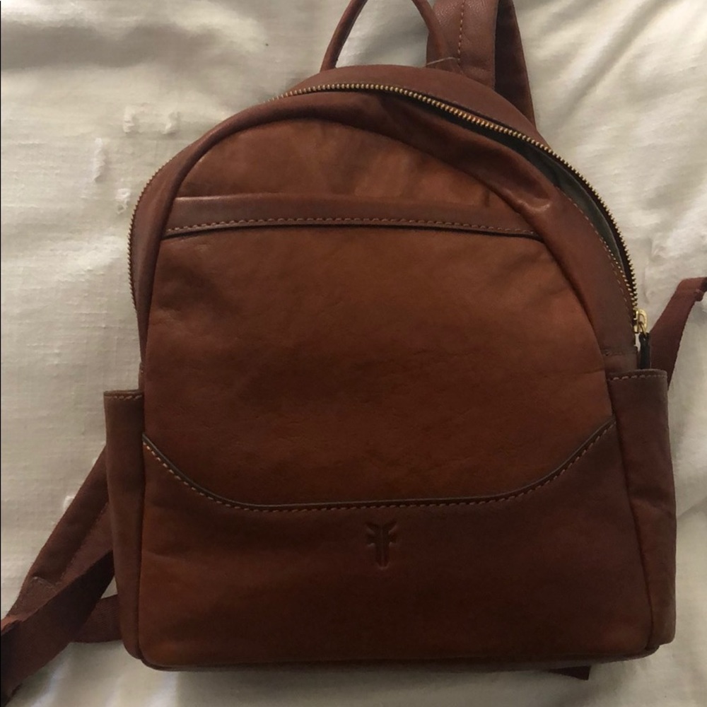 Frye brown leather small backpack